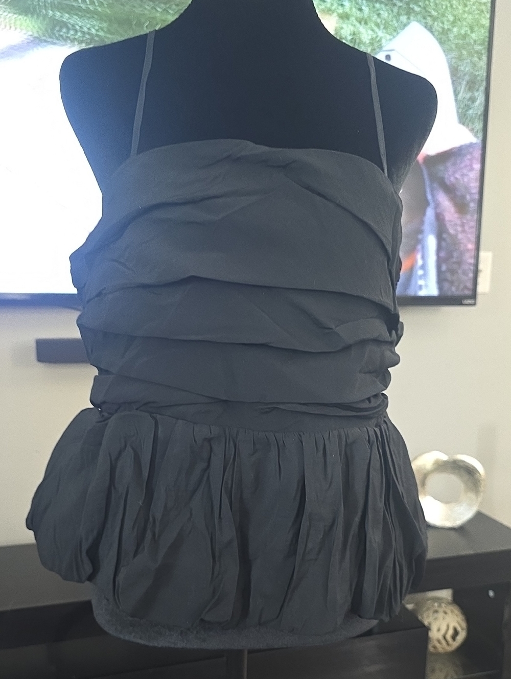 a new day Black Ruffled Spaghetti-Strap Camisole